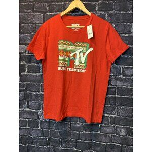 MTV Women’s XXL music television T-shirt Christmas Pattern